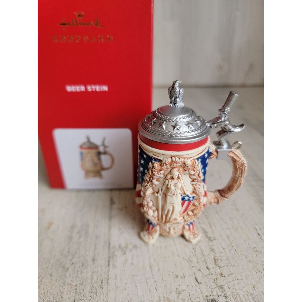 Hallmark beer stein USA July 4th Eagle ornament‎ Xmas